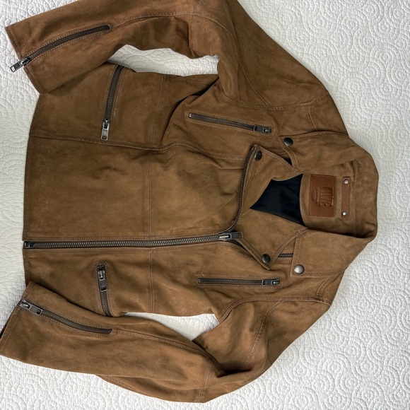 FRYE OAKLEY BIKER JACKET 100% suede leather - Picture 8 of 12